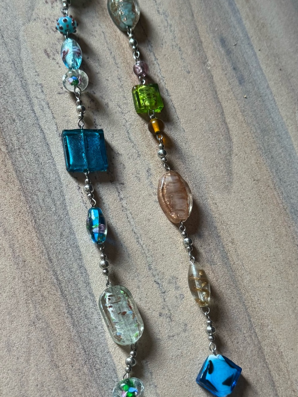 Premier Designs Multicolor Glass Bead Necklace in Teal, Blue, Green & Amber
